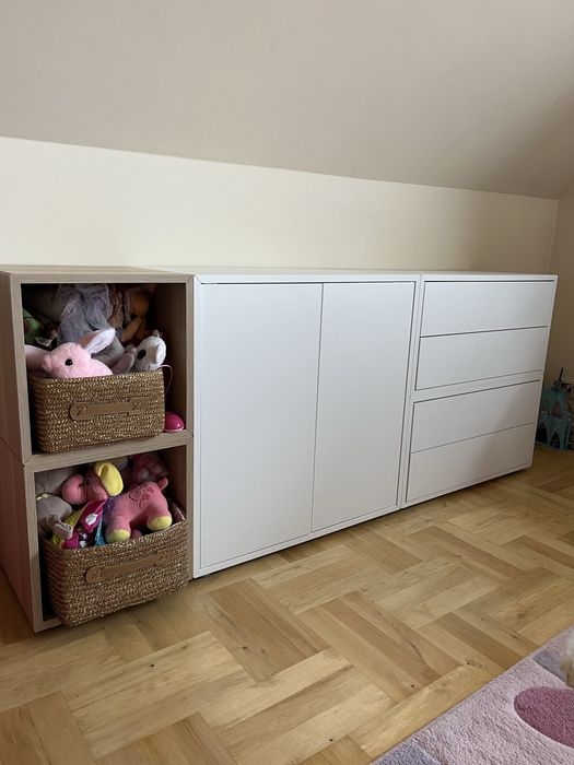 Meble ikea eket biale dab jasny szafki szuflady polka biala