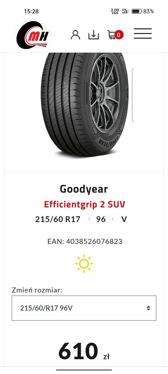 Opony letnie  .Goodyear Eficient Grup 2 SUV