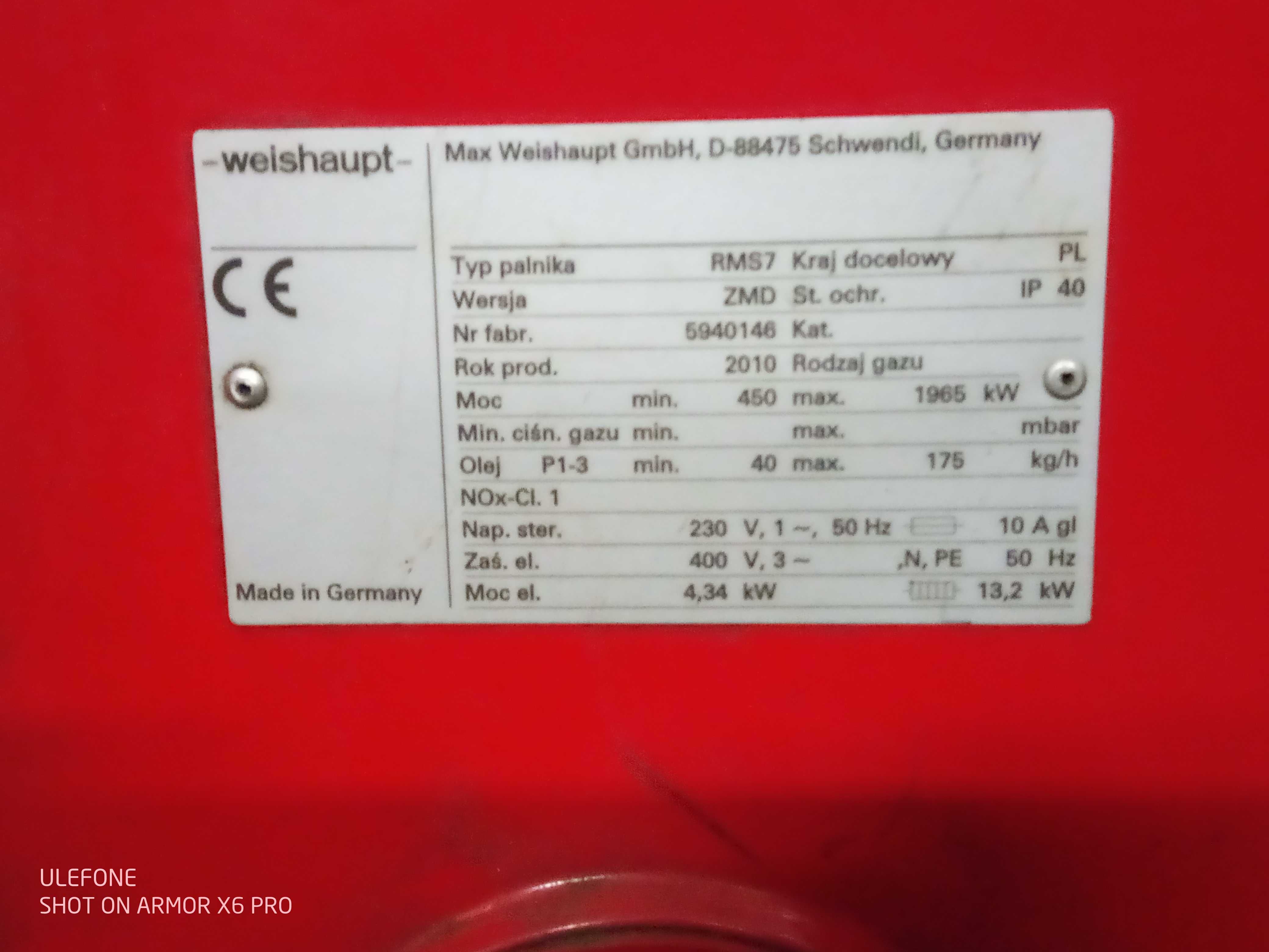 Sprzedam palnik Weishaupt RMS-7 olej opałowy mazut
