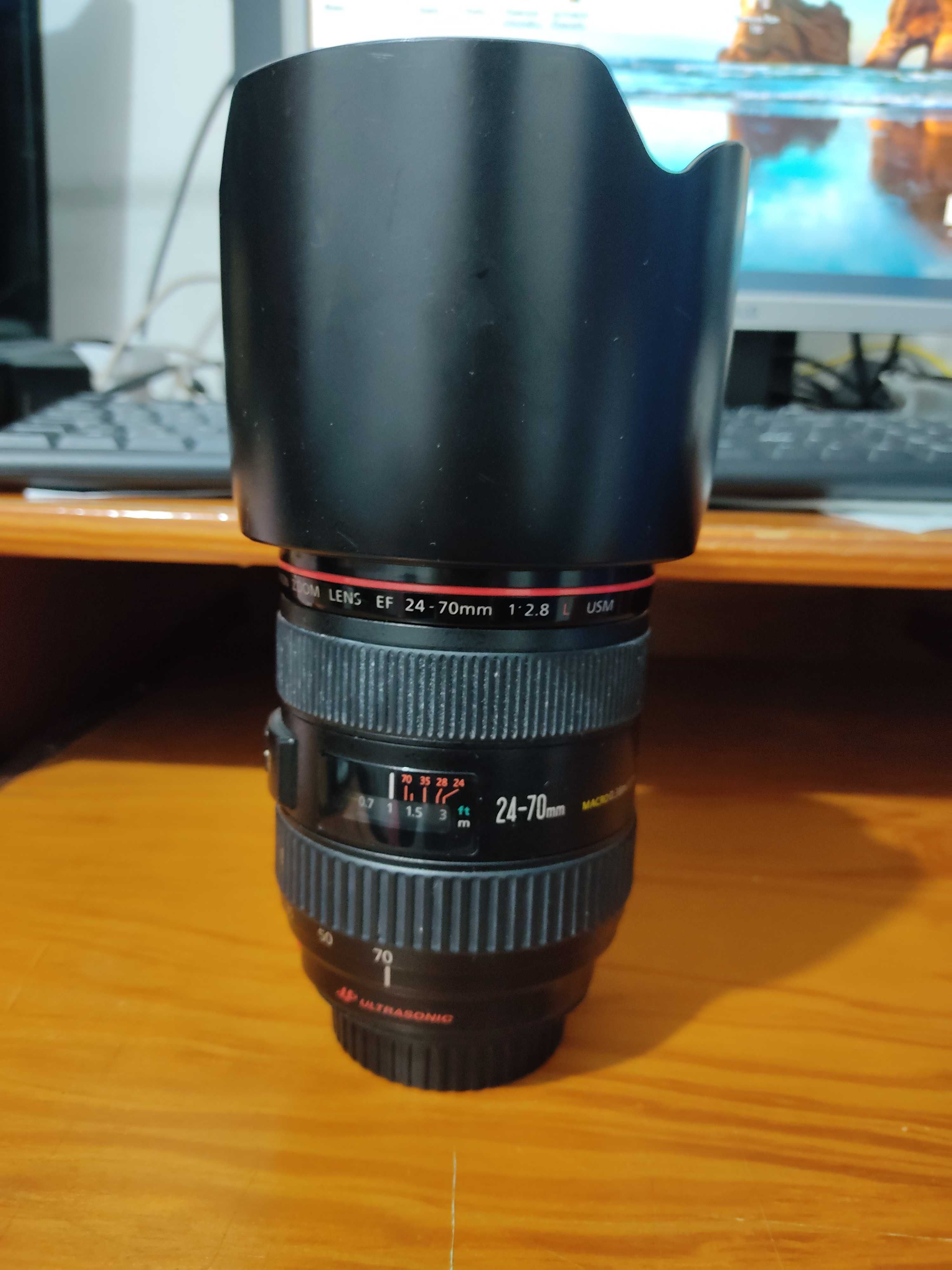 Canon 24-70 EF 2.8 L USM lente com parasol - Possível retoma lente EF