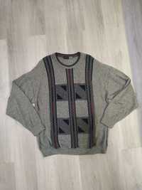 Vintage szary sweter Bueckle wełna merino, oversize