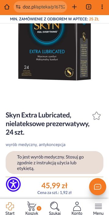 Skyn Extra Lubricated, nielateksowe prezerwatywy, 24 szt.