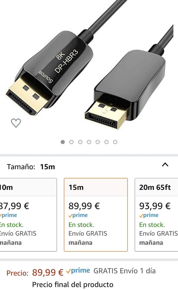 Cabo fibra 8k (NOVO) 15 metros