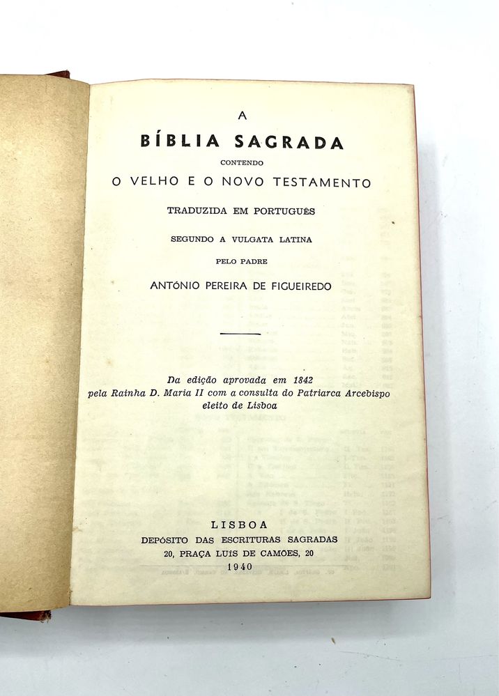Biblia antiga antonio pereira de figueiredo 1940