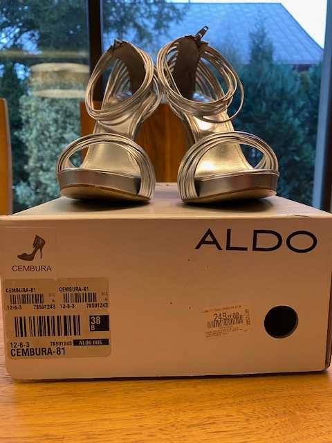 Buty skórzane srebrne Aldo