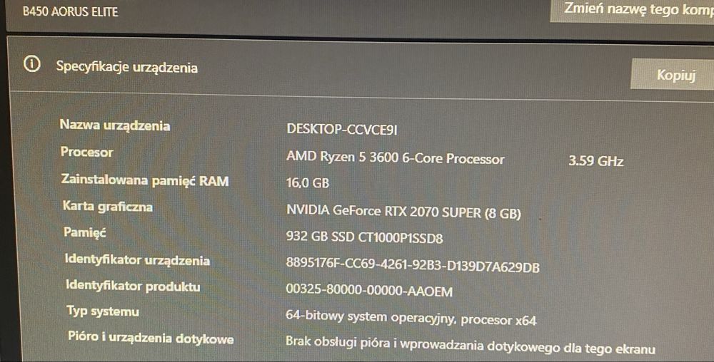 Komputer stacjonarny RTX 2070 SUPER ZESTAW