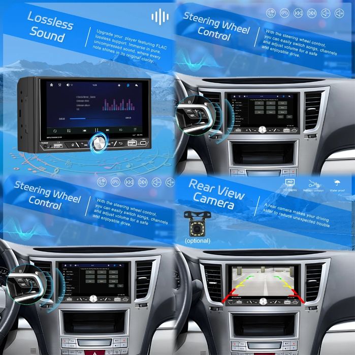Autorrádio 6.8" IPS 2Din Wireless CarPlay/Android Auto BT USB