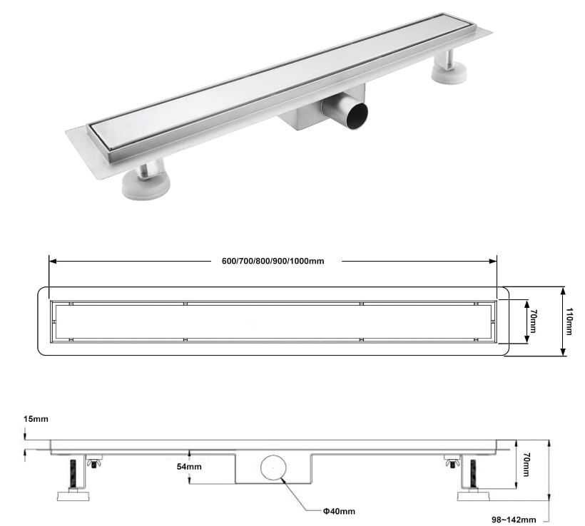 Odpływ włoski 100cm z syfonem i filtrem