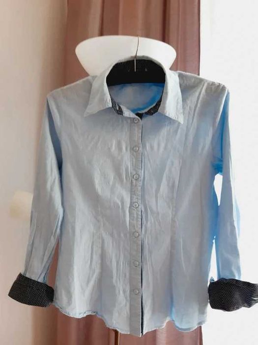 LG COLLECTION błękitna koszula damska biurowa kropki M 38