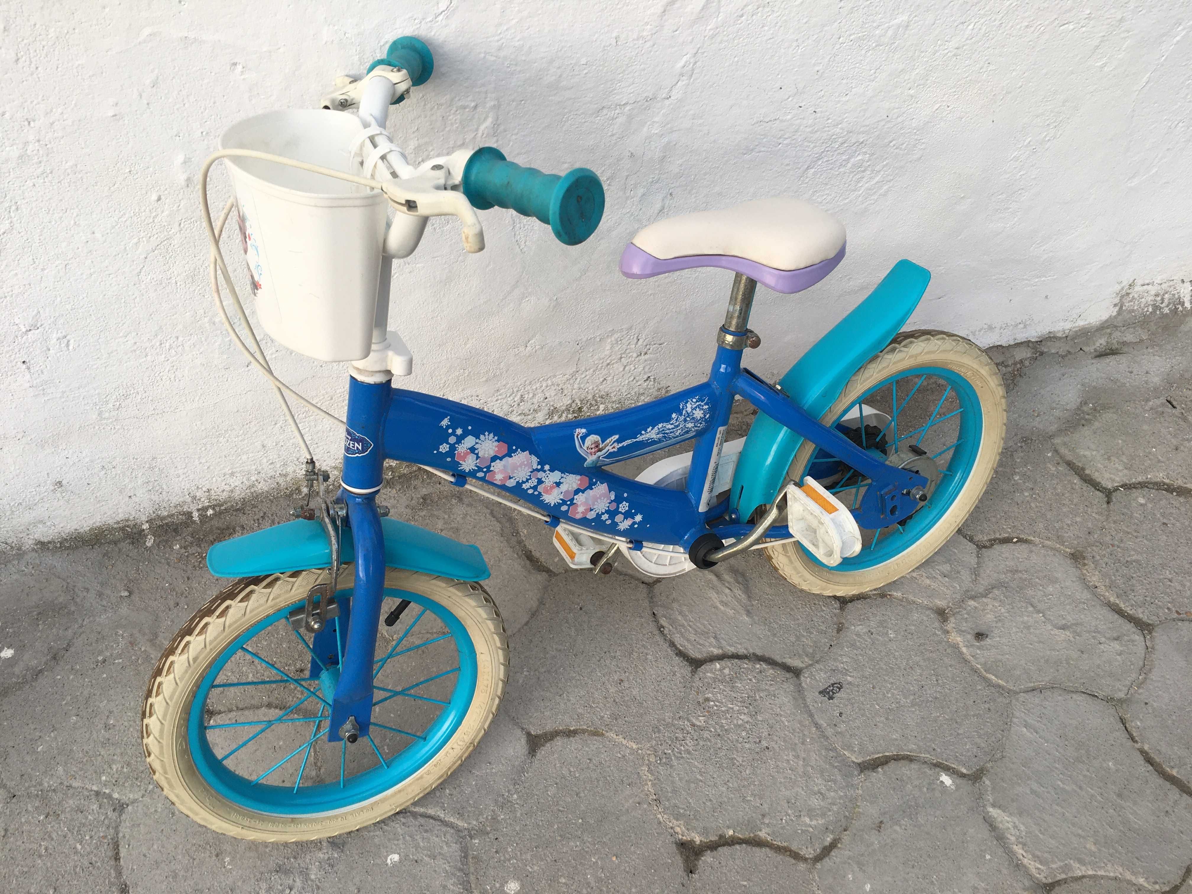 Bicicleta Frozen, roda 14" azul menina idade 4-7 anos