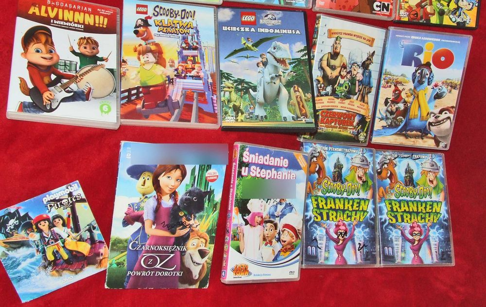 DVD dla dzieci zestaw:  Alvin, Rio, Lego, Scooby