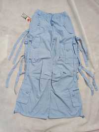 NWT Y2K Vintage Multipocket Parachute Bondage Pants Opium Baby Blue