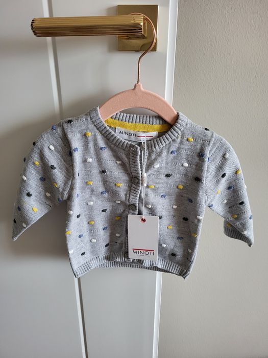 Niemowlęcy nowy szary sweterek/kardigan 5, 10, 15 r. 62-68