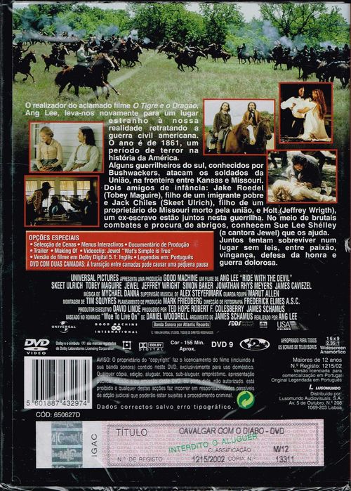 Filme em DVD: Cavalgar com o Diabo (Ang Lee) - NOVO! SELADO!