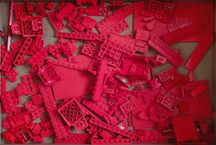 260g mix oryginalnych klocków LEGO - czerwony + minifigurka