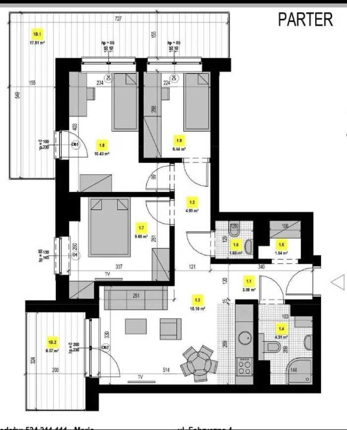 Mieszkanie 60m2, 3 pokoje, ul. Strażacka, Szklane Tarasy