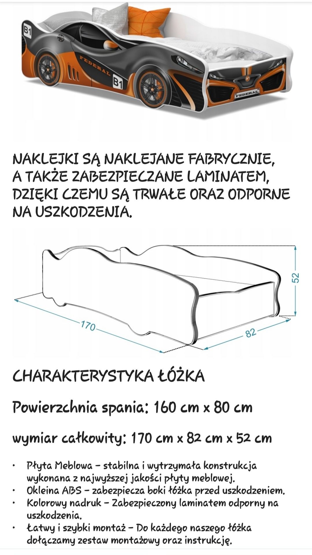 Łóżko auto 160x80