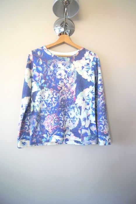 ZARA 36S 38M niebieska fioletowa kwiecista bluza w kwiaty pizama tumbl