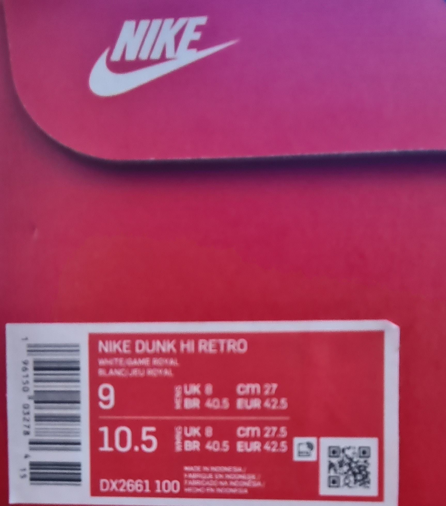 Ténis novos a estrear na caixa Nike Dunk High Retro Premium EMB 42,5.