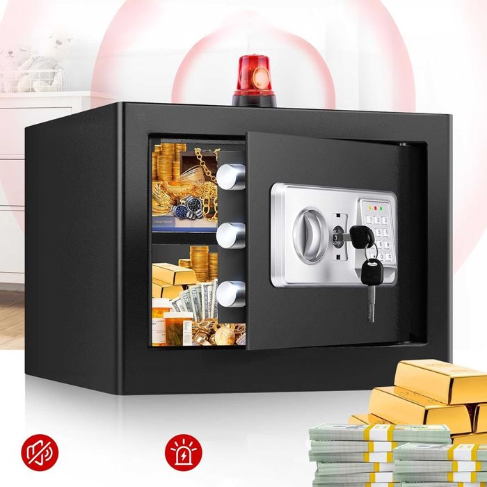 Sejf Ognioodporny 22l Z Alarmem Torbą Wodoodporną Sejf Ścienny Mejasg