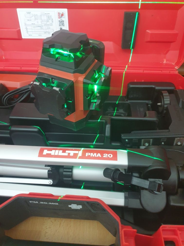 Hilti laser PM 30 trzyliniowy zielony full zestaw