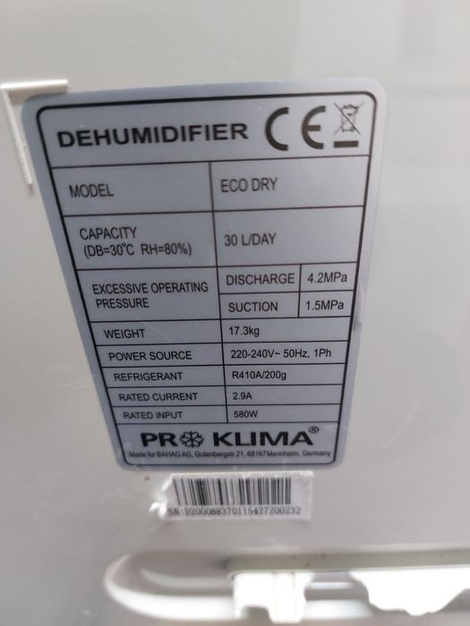 Осушувач повітря вологозбирач вологопоглинач ProKlima 30л