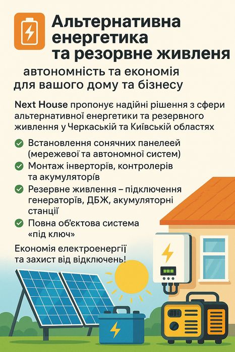 Альтернативна енергетика та резервне живлення