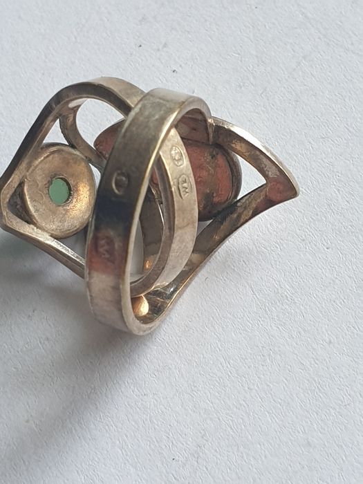 Warmet Srebrny pierścionek PRL chryzopraz srebro
