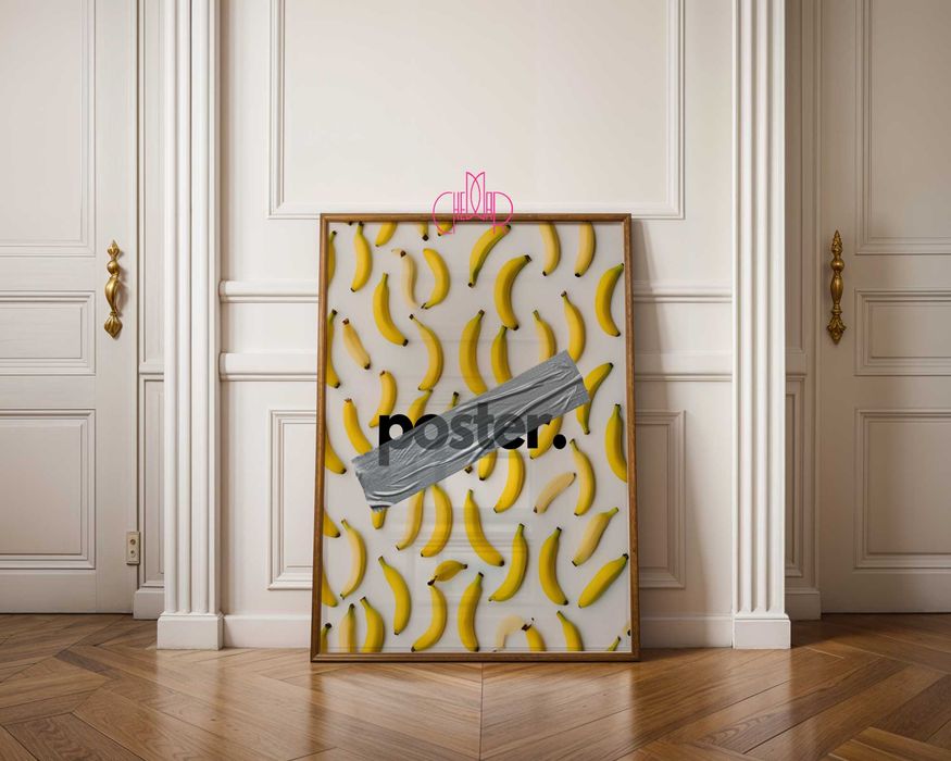 Plakat ,,Taped banna", zaklejony banan