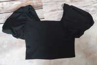 Блуза-топ черного цвета с рукавами фонарь NEW LOOK