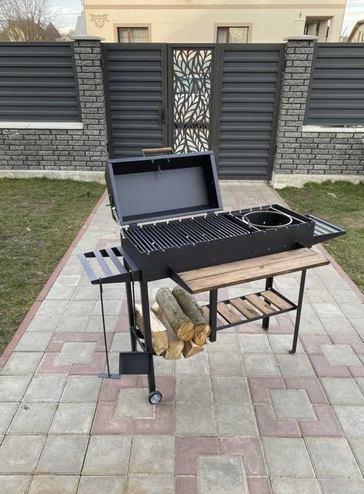 Мангал на колесах метал 5 мм ПОСИЛЕНИЙ