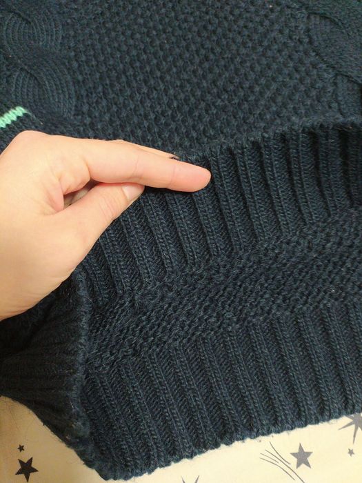 Новый теплый вязаный свитер синий