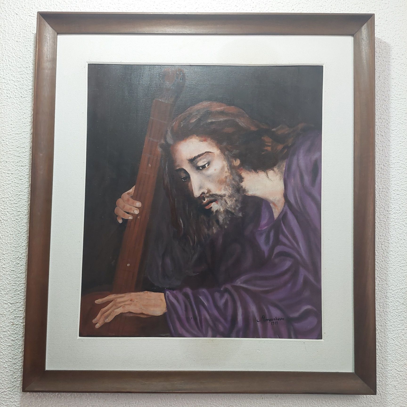 Pintura com moldura em madeira 90x80