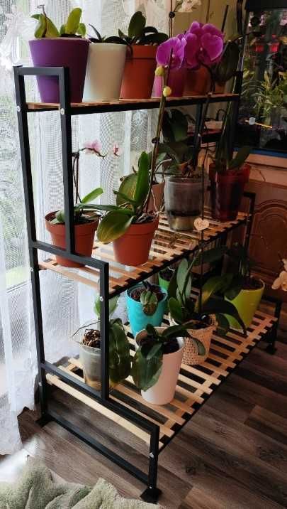 Kwietnik Regał Stojak Metalowy na Kwiaty Doniczkowe 3 Poziomy Loft