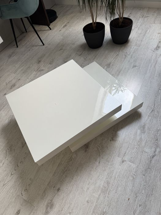 Stolik kawowy 75x75 biały połysk