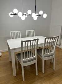 Stół rozkładany, biały LANEBERG z krzesłami Ekedalen 4szt 
 130/190x80