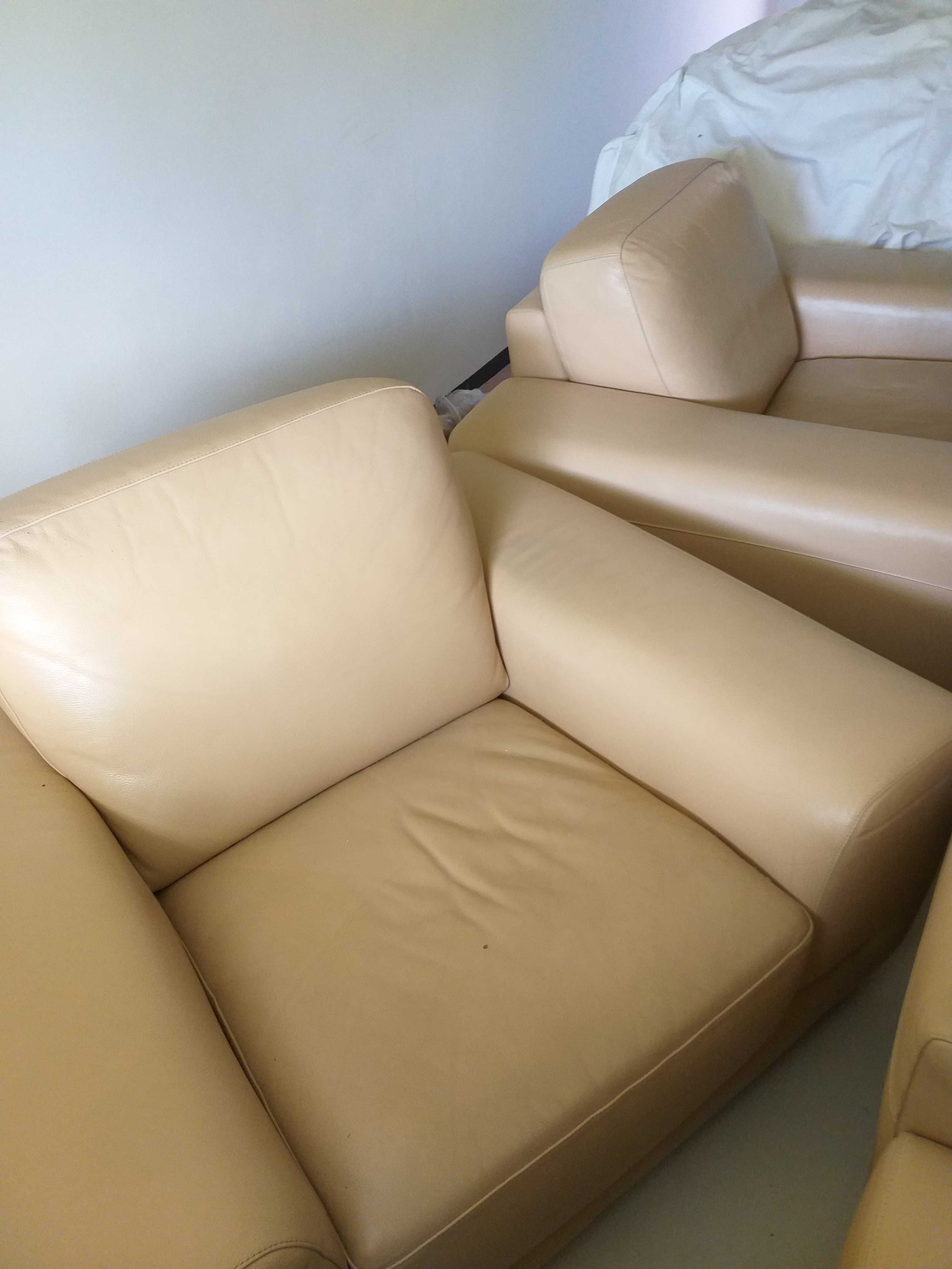 IKER - sofa + dwa fotele klubowe, skórzane.