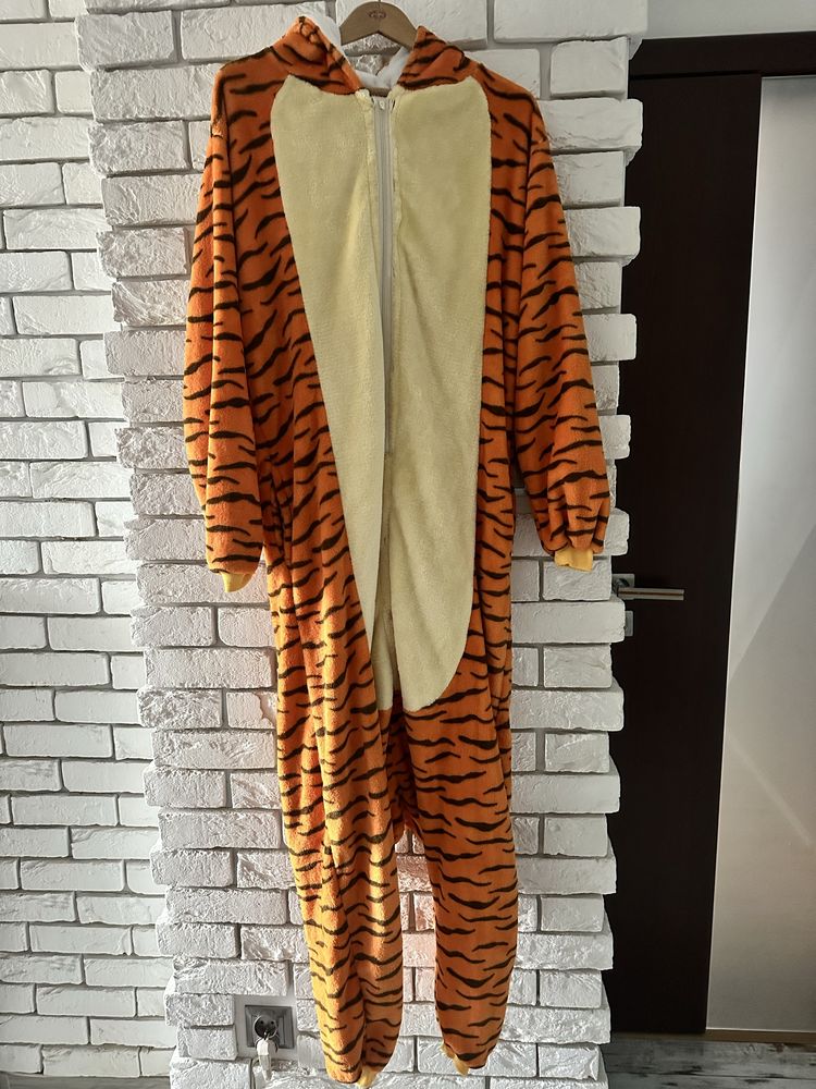 piżama onesie tygrys pomarańcz kigurumi duża L kaptur ogon