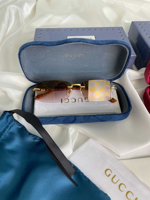окуляри преміум Gucci коричневі унісекс чоловічі жіночі прямокутні