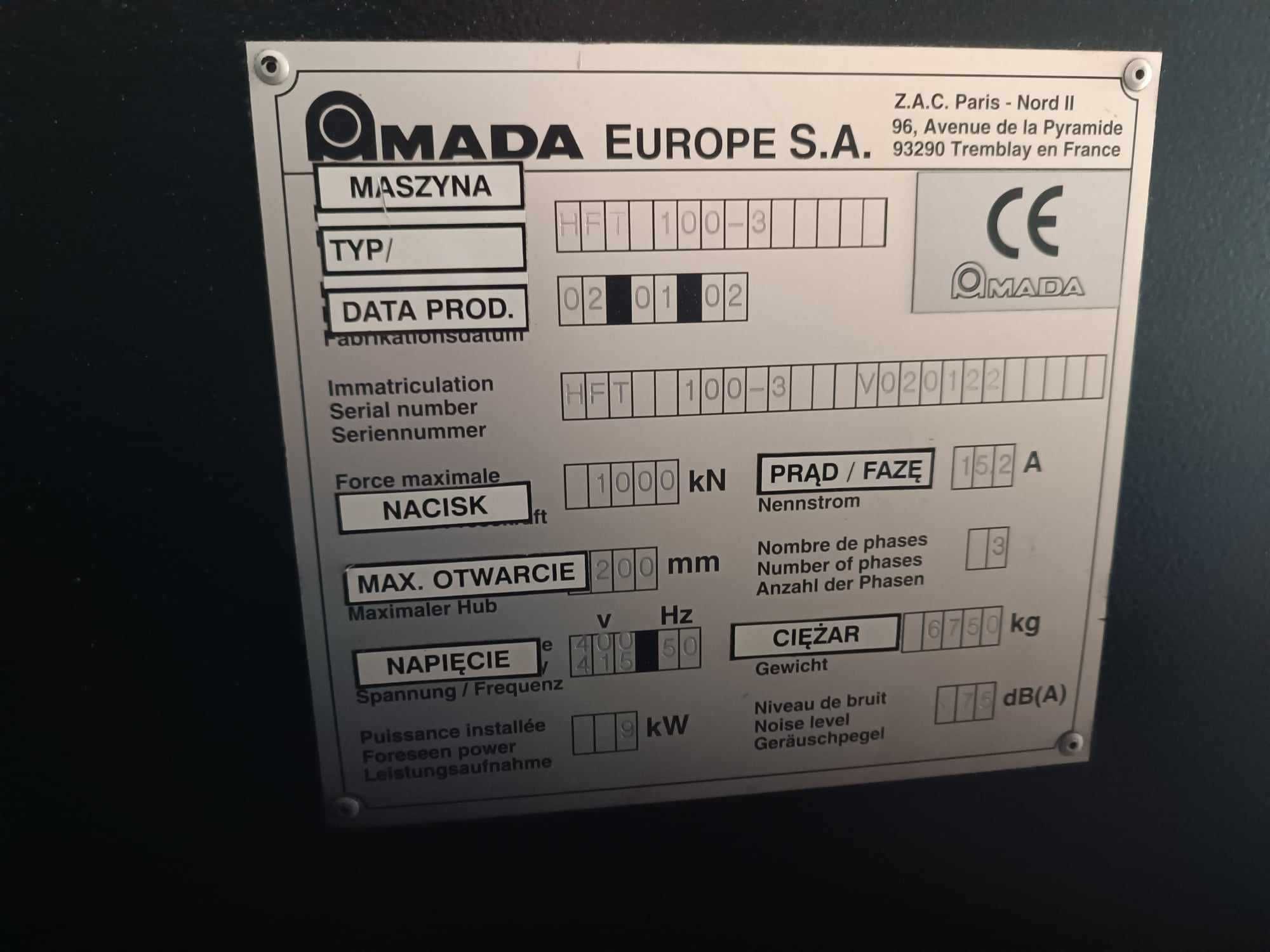 prasa krawędziowa amada AMADA - HFT 100-3 + matryce + stemple