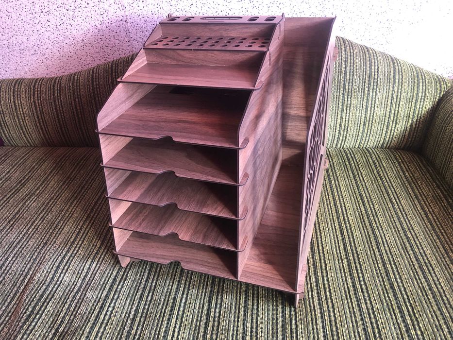 Organizer na biurko drewniany, przybornik