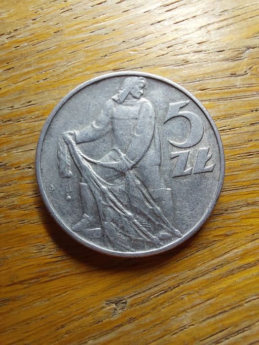 Moneta 5zł Rybak 1974r- ładna