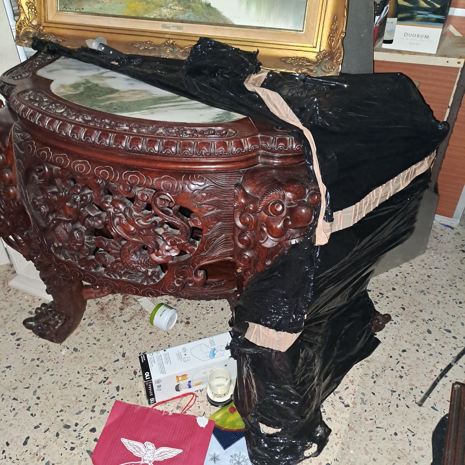 Móvel+ espelho de talha chinesa