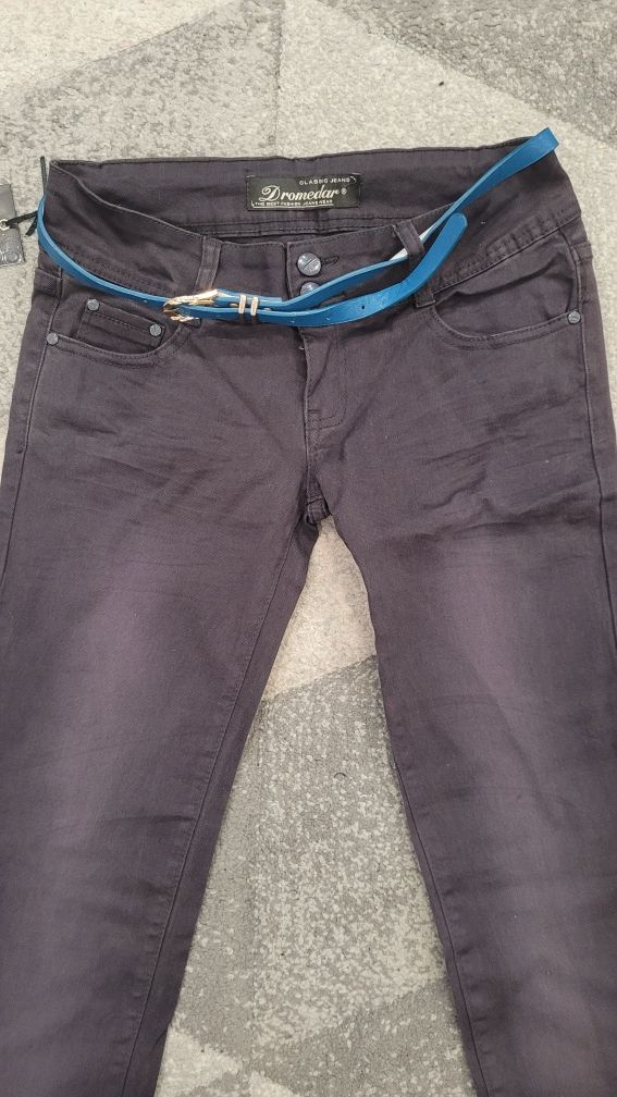 Dromader spodnie jeansy roz M pasek nowe
