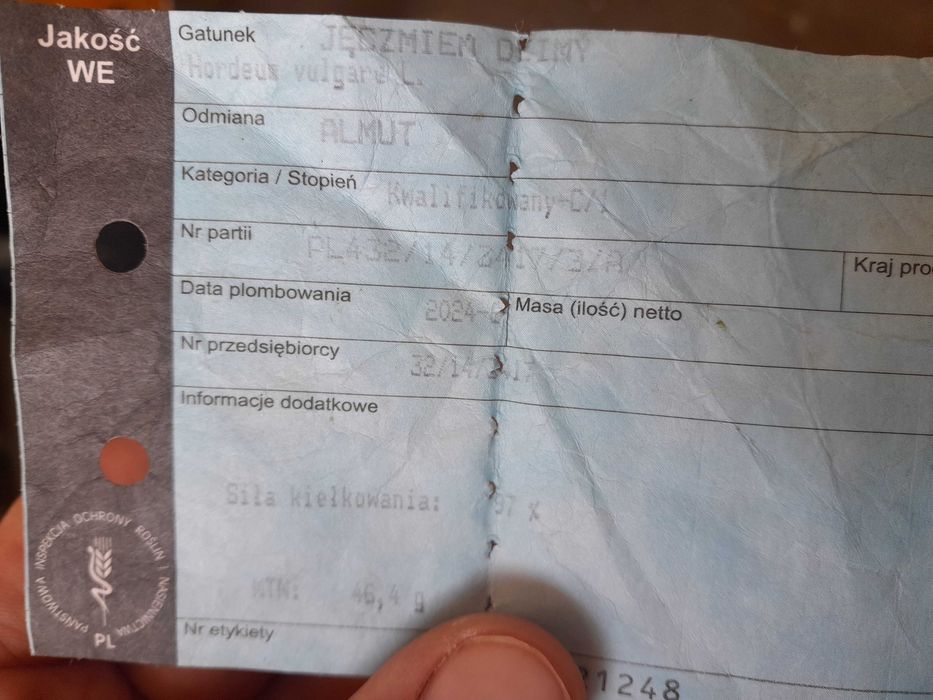 Sprzedam jęczmień ozimy