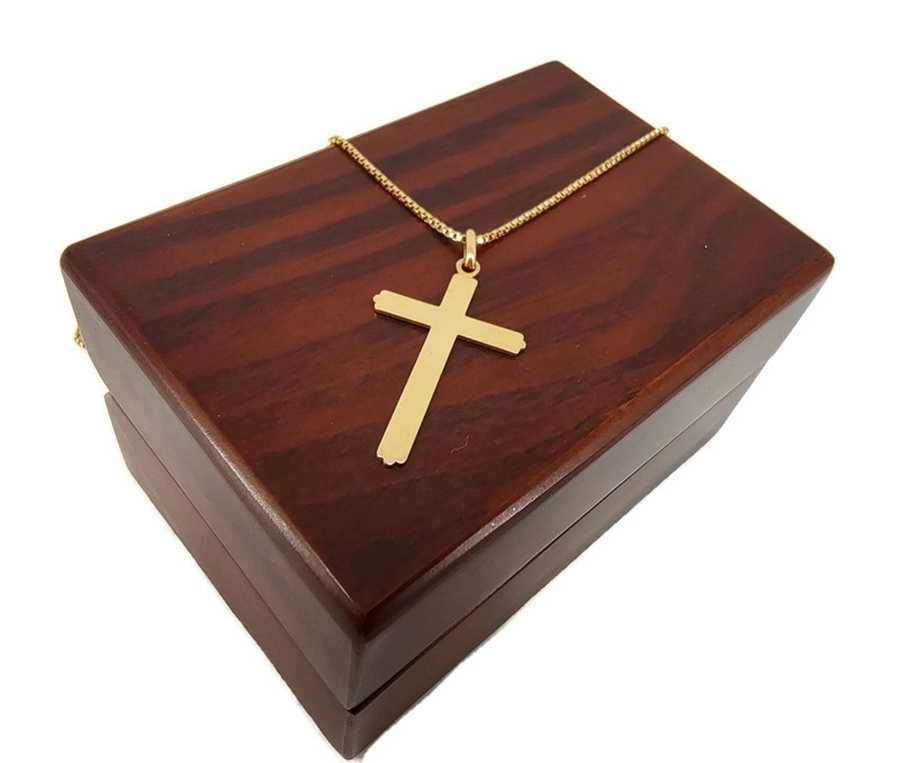 Piękny złoty łańcuszek kostaka z krzyżykiem P.750, 5,27g, 51cm