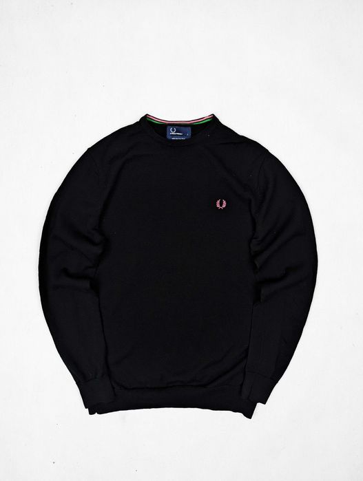 Fred Perry czarny sweter 100% wełna merynosa merino L