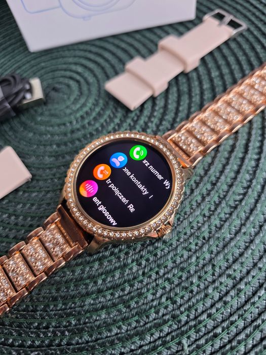 Złoty Smartwatch Damski LIGE 8gen Połączenia Bluetooth 2 paski NOWY