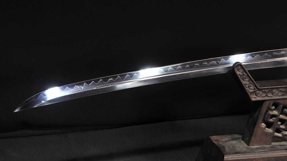 Mocny Miecz Katana 61-62 Hartowany Glinką Naturalny Hamon+STOJAK BL777