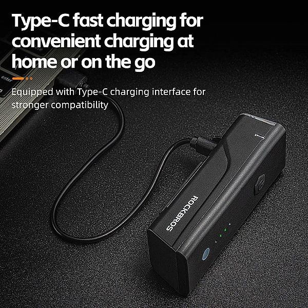 Lampka rowerowa przednia Rockbros 260 lm + kabel USB-C - USB-A - czarn